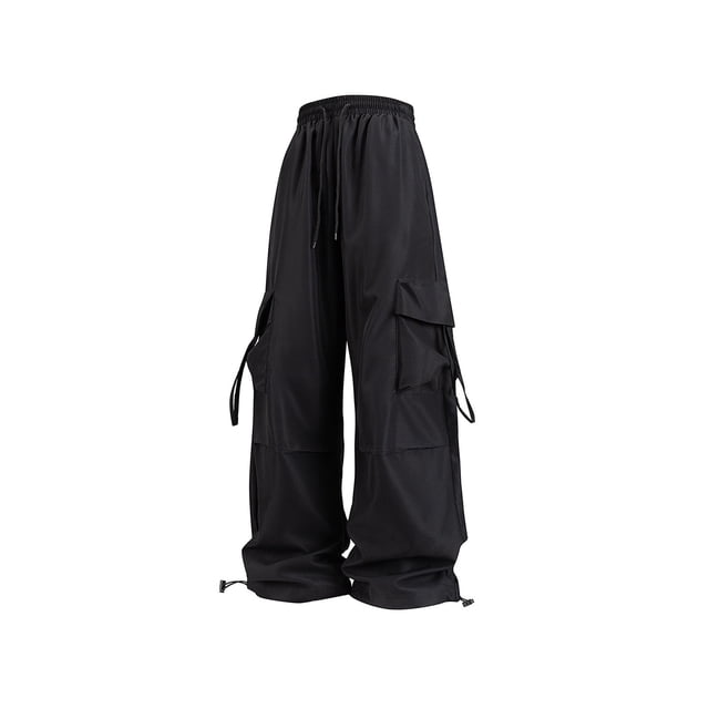 Amzcrzy Pantalones Cargo Para Mujer: Amplios, Cintura Elástica Con Cordón, Pierna Ancha Y2k, Estilo Paracaídas/Harem, Múltiples Bolsillos, Aptos Para Senderismo, Moda Hip Hop, Tallas M-2XL Negro