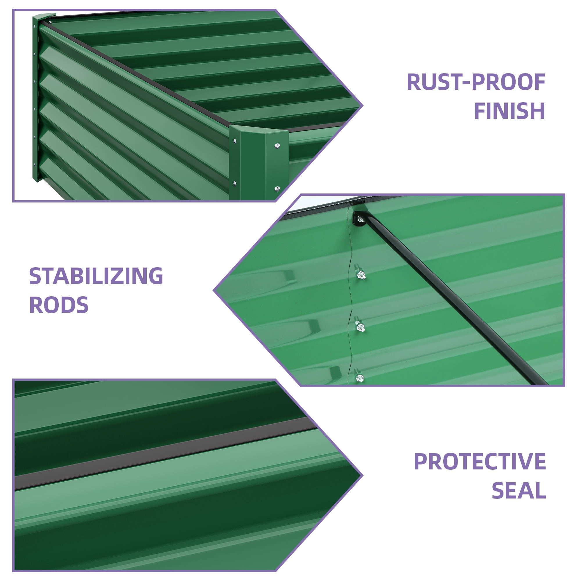 Dextrus 8x4x1.5Ft Large Raised Garden Bed, Galvanized Metal Planter with Accessories & Gloves, Green