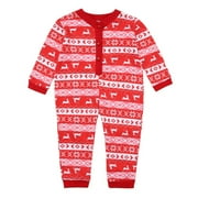 AMAZINGFASHION Matching Family Pajamas For Women Men Christmas Red White Reindeer Snowflake Print Jammies Holiday Cotton Pjs Clothes Kid Baby Onesies Pyjamas