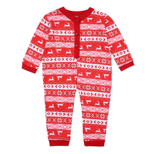 Pijamas familiares a juego para mujer y hombre, pijamas navideños de algodón con estampado de renos, copos de nieve, rojos y blancos, monos para bebé y niño.