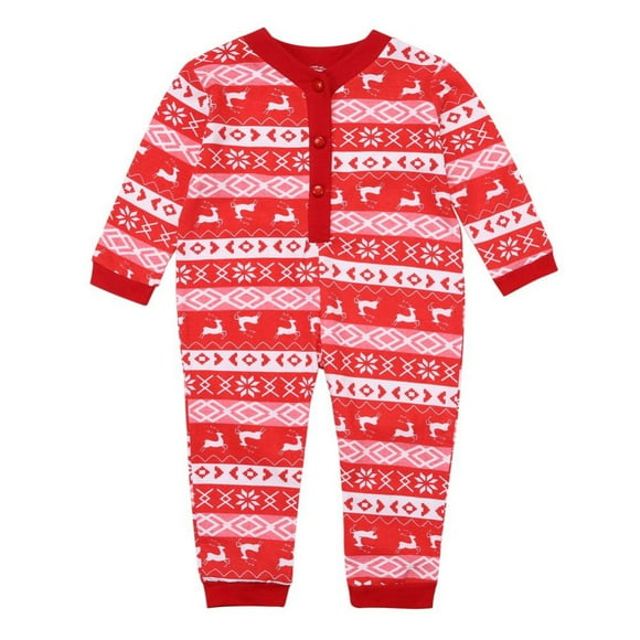 Pijamas familiares a juego para mujer y hombre, pijamas navideños de algodón con estampado de renos, copos de nieve, rojos y blancos, monos para bebé y niño.