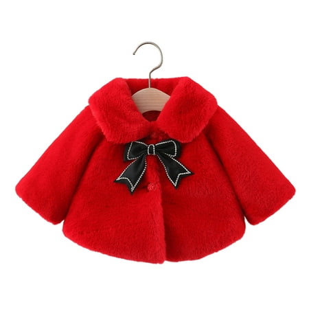 

COFEST Cozy Girls Winter Coat-Thick Down Fleece Lined and Stylish Design. Ideal for Home and Outdoor Adventures-(Ages 1-6) Red 100