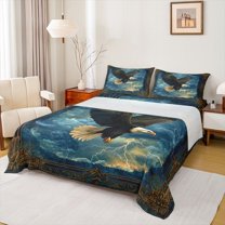 Homewish Wildlife Eagle 3pcs Twin Sheet Sets For Kids Children Teens,Woodland Animal Twin Fitted Sheet,Abstract Lightning Breathable Flat Sheet,Exotic Style Bedroom Decor