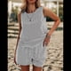 thumbnail image 5 of Conjuntos de Dos Piezas de Verano para Mujer: Camiseta Sin Mangas y Pantalones Cortos A Juego, Chándal de Algodón A Rayas, Rayas Negras, Talla L, 5 of 8