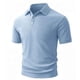 thumbnail image 1 of Ceisia Men's Slim Fit Short Sleeve Polo Shirt Solid Color Vertical Stripe Knit with Chest Pocket Light Blue S Gifts, 1 of 6