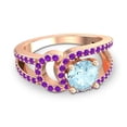 thumbnail image 3 of Diamond-Capitals 2.50 Carat Elegant Round Shape Aquamarine & Amethyst Gemstone Bridal Ring for Ladies Solid 14K Rose Gold Size 11, 3 of 8