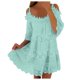 thumbnail image 1 of Vestido largo de encaje con hombros descubiertos para mujer: falda escalonada, mangas con volantes, elegante para bodas y fiestas, 1 of 5