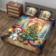 thumbnail image 3 of Merry Christmas Shih Tzu Santa Hat Xmas Tree Winter Holiday Quilt Bedding Set Lion Dog Lover Gifts 1 Blanket Bed Cover 2 Pillowcases - 01013, 3 of 5