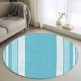 thumbnail image 2 of Vintage Cyan Blue Striped Round Rug 4ft Washable Circle Entryway Rugs Non Slip Farmhouse Modern Stripes Boho Area Rug Indoor Floor Carpet for Bedroom Kitchen Living Room Office Dining Room Nursery, 2 of 9