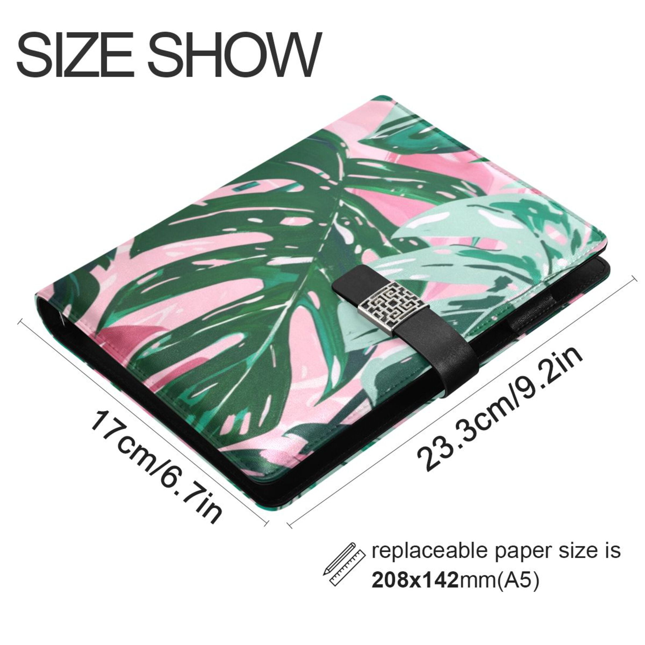 Leather Planner Leather Notebook Notebook Journal Binder Design Pen Pocket Design Convenient for Storage Hawaiian Leaf