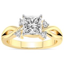 IGI Certified 5 Carat Princess Shape Lab Grown Diamond Engagement Ring | 14K Yellow Gold |Twisted Blossom Diamond Ring | FG-VS1-VS2 Quality Friendly Diamonds
