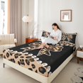 thumbnail image 3 of Erosebridal Girls Vintage Cheetah Print Bow Queen Sheet Sets 4 Pieces,3D Pearl Print Bed Set for Teens,Microfiber Bedroom Decor, 3 of 5