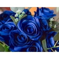 thumbnail image 4 of Morttic 12pcs Fake Roses Artificial Silk Flowers Faux Rose Flower Long Stems Bouquet for Arrangement Wedding Centerpiece Party Home Kitchen Decor (Royal Blue), 4 of 7