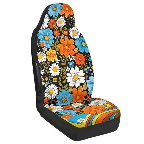 CHAQLIN Stretch Front Seat Covers for Auto Polyester Fabric Stretchy Fit Front Car Seat Cover Set, Colorful