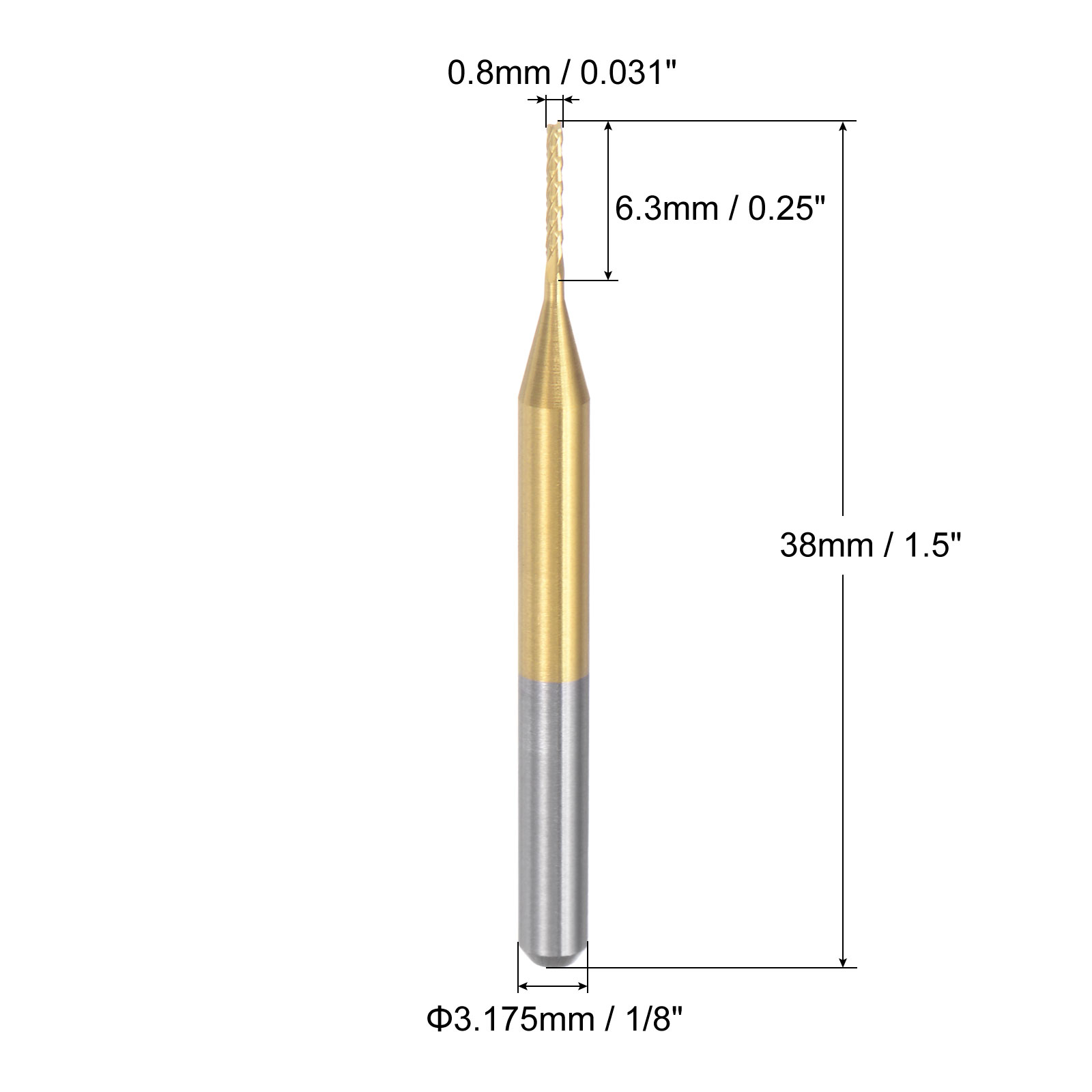 Unique Bargains Titanium Coat Carbide End Mill Engraving Milling Cutter 0.8mm
