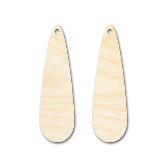 Unfinished Wood Long Drop Earring Blank Pair - DIY Jewelry Craft - Available in 1" to 3" 3" / 1/8" / 3 Pairs (6 Pieces)
