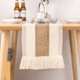 thumbnail image 4 of Fznkrag Macrame Table Runner ,Natural Burlap Table Runner Farmhouse Style Splicing Cotton and Linen Boho Table Runner with Tassels, for Fall Christmas Home Decor Wedding Table Decor, 4 of 9