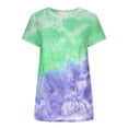 thumbnail image 3 of Hauts d'Été pour Femmes Teinture sur Nœuds Imprimé Dégradé Col Rond Manches Courtes T-Shirt Décontracté pour Femmes, 3 of 4