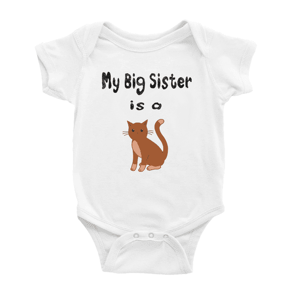 My Big Sister Is A Havana Brown Cat Cute Baby Clothing Bodysuits For Boy Girl