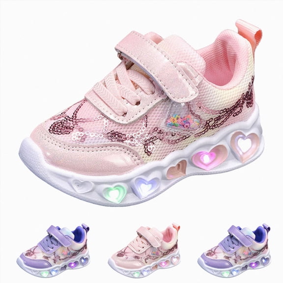 Toddler Light Up Shoes for Girls Boys Non Slip Led Sneakers with Hook and Loop Athletic Running Walking Tennis Shoes Pink Size 5.5 Toddler