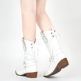 thumbnail image 6 of Ecetana Cowboy Boots for Women Western Booties Comfort Riding Rivet Mid Calf Boots, 6 of 7