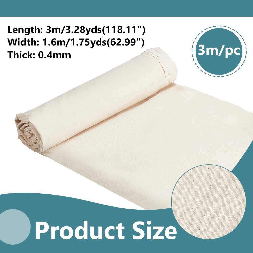 3.3Yards Cotton Canvas Fabric 63Inch Wide Painting Canvas Fabric Cotton Canvas Unprimed Multipurpose Canvas Fabric for Bleached Tie-Dye Oil and Acrylic Paint WhiteSmoke DIY WhiteSmoke