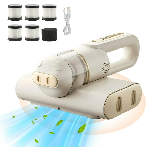 DERCLIVE Mattress Vacuum,Cordless Bed Vacuum Cleaner with UV-C Light, HEPA Filter Handheld Vacuum Cordless Bed Cleaner for Bed Sofa Pillows
