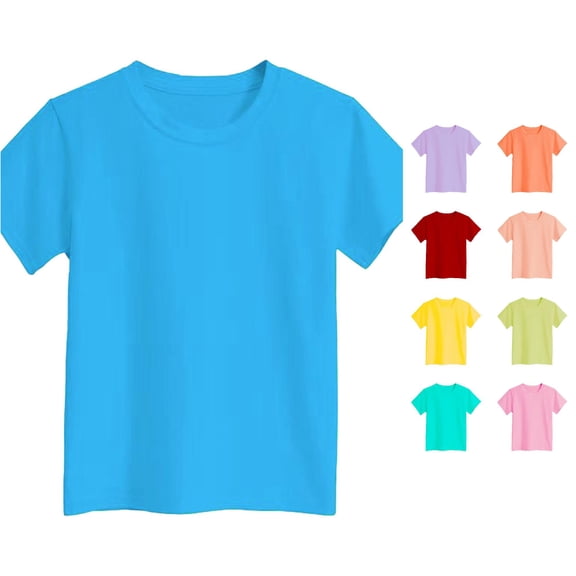 WhouRiu Boys Girls Solid Color Tees Kids Unisex Short Sleeve Crew Neck Tshirt Comfortable Cute Casual Summer T Shirts,8-9 Years