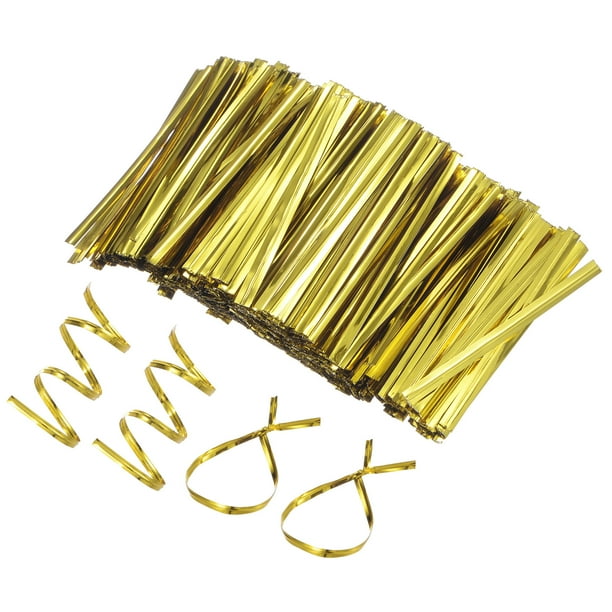 800Pack Lazos Metálicos, 6cm Lazos Metálicos para Bolsas de Pan, Dorado