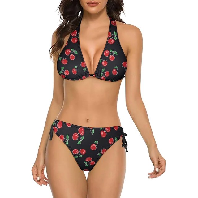 NICKSUN Women's Bikini Sets, Cute Print Two Piece Bathing Suits Sexy Halter Padded Bikini Swimsuits