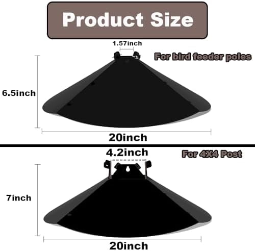 20 Inch Squirrel Baffle for Bird Feeder Pole, Adjustable Opening Size, for Up to 4x4 Inch Wide Wooden Post, Outside Pole Mount Bird House Guard for Outdoor Shepherd’s Hook.$$Garden & Patio