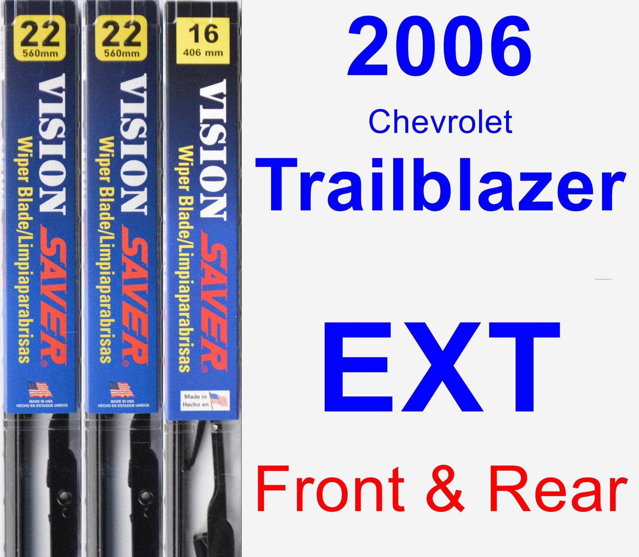 2006 Chevrolet Trailblazer EXT Wiper Blade Set/Kit (Front & Rear) (3