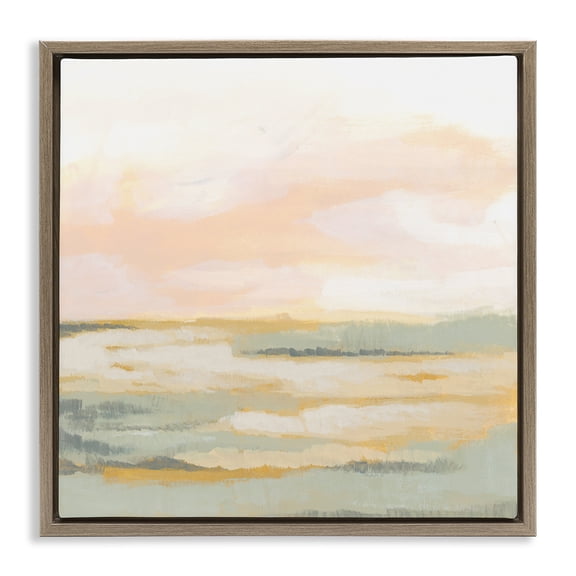 Stupell Industries Contemporary Pastel Clouds Landscape Brown Floating Frame Canvas Art, 25 x 25, by June Erica Vess