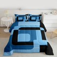 thumbnail image 2 of Homewish Blue Black Square Bedding Comforter Set,Geometric Desgin Twin Comforter Sets,Modern Art Bedding Set For Adults,Luxury Bedroom Decor Reversible,2 Pieces, 2 of 8