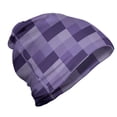 thumbnail image 1 of Abstract Unisex Beanie, Plaid Print with Stripes, Hiking Outdoors, Purple Quartz, by Ambesonne, 1 of 1