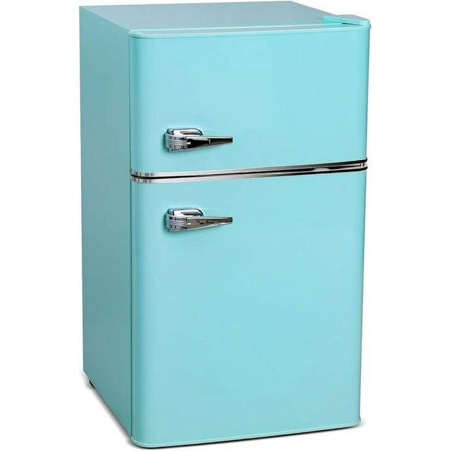 3.2 Cu. Ft. Retro Compact Mini Bar Fridge with Freezer, Two (2) Door, Removable Shelf for Office Home Dorm Garage