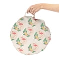 thumbnail image 2 of Hawaiian Round Floor Cushion with Handle, Natural Theme Exotic Flamingos Pattern with Tropical Plants, Decorative Pillow for Living Room & Dorms, 18" Round, Pale Eggshell and Multicolor, by Ambesonne, 2 of 4