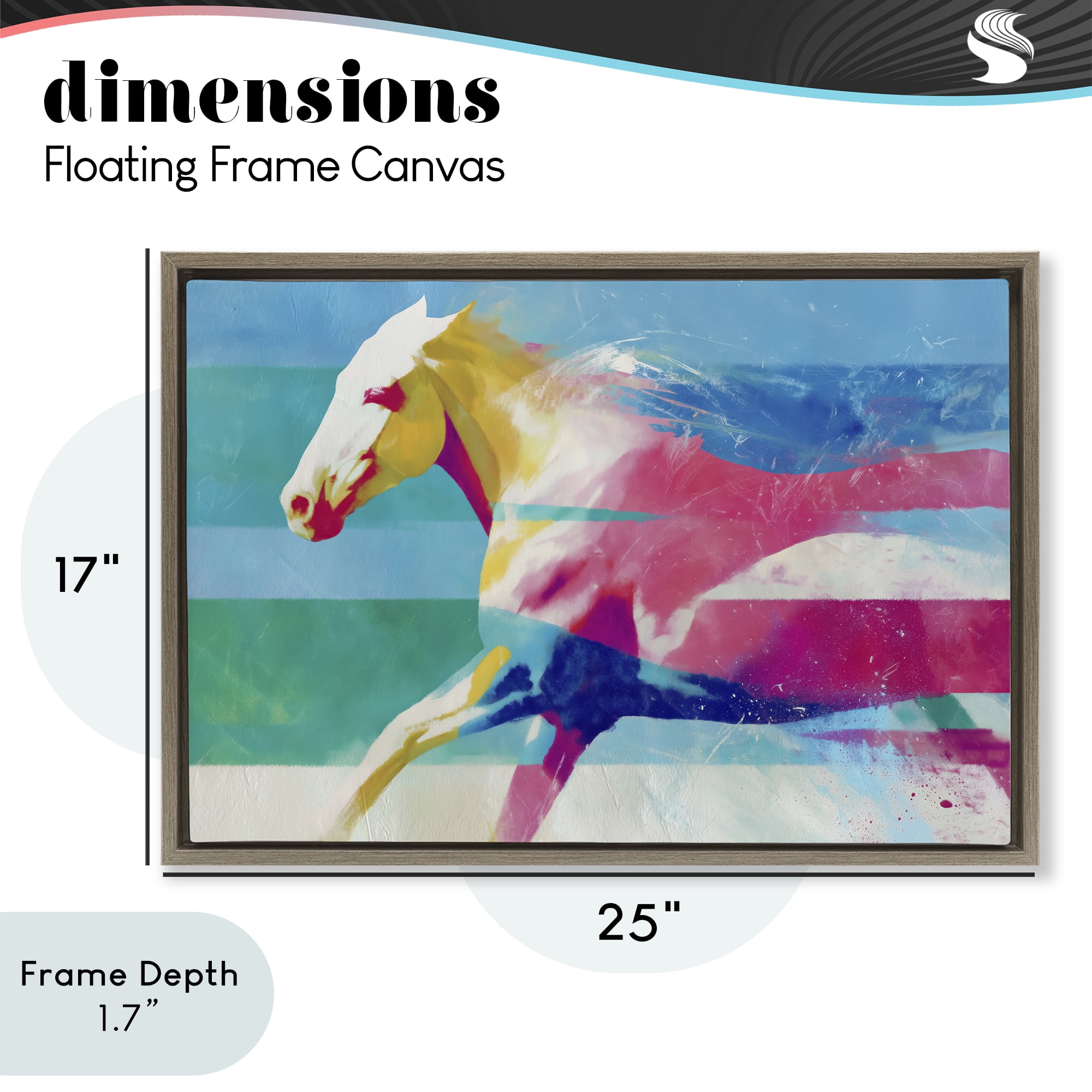 Stupell Industries Abstract Horse In Stripes Brown Framed Floater Canvas Wall Art, design by Chromatic Storm Studio