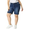 Agnes Orinda Juniors' Plus Size Denim Shorts Zipper Slash Pocket Stretch Skinny Jeans