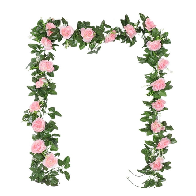 Virelaxpo Guirlande de Vigne de Roses Rouges Artificielles de 220 cm de Long avec 16 Fleurs Réalistes, Décor de Scène Romantique de la Saint-Valentin pour Mur, Manteau de Cheminée et Table
