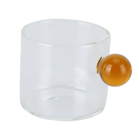 

Teacup Glass Mug Transparent Heat Resistant Glass Coffee Cup with Ball Handle 120mlYellow Handle