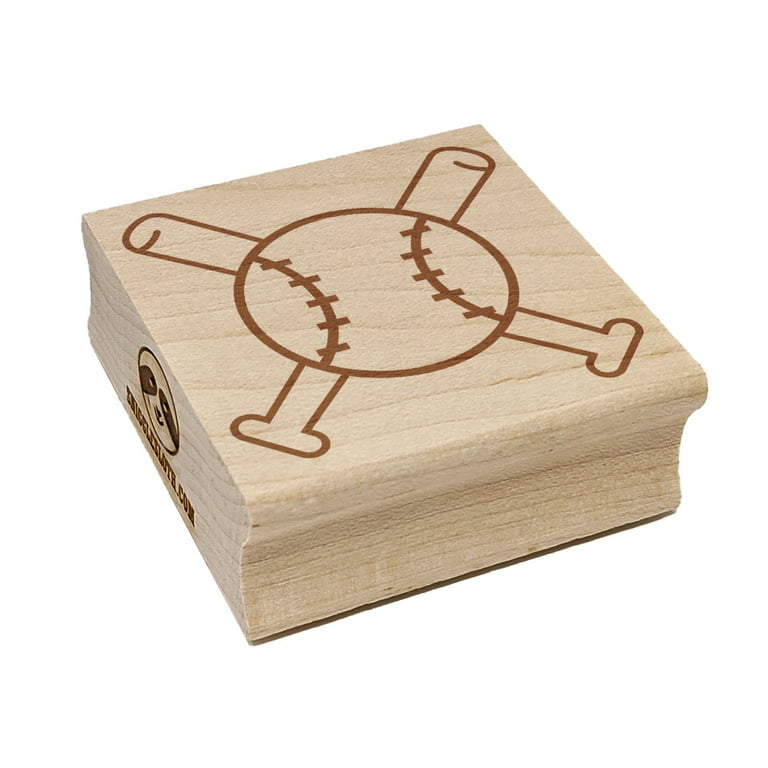 Sniggle Sloth Baseball Crossed Bats Rubber Stamp - 2.75 Inch Large, For Crafting & Scrapbooking