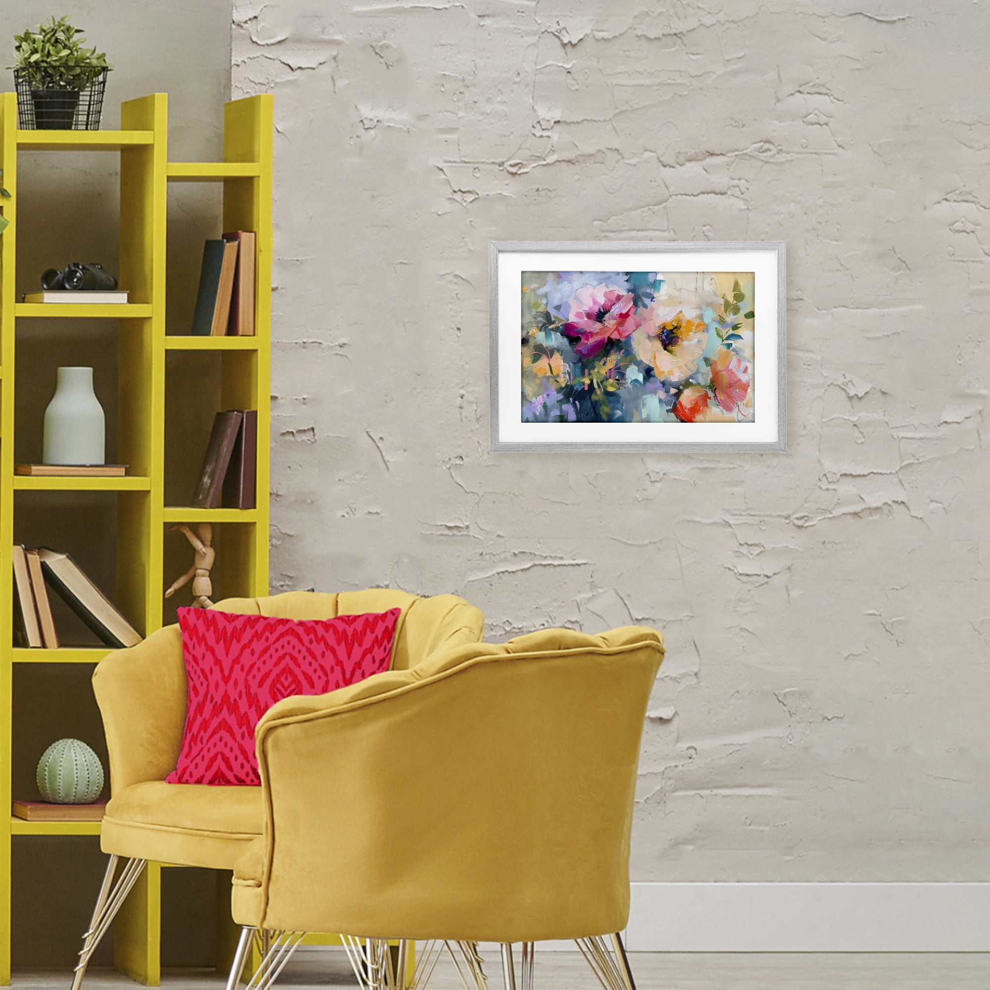 Stupell Industries Vibrant Florals Brushed Abstract Gray Framed Print Under Glass, design by Creative Studio