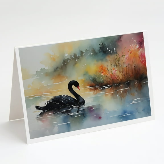 Black Swan Greeting Cards Pack of 8 7 in x 5 in
