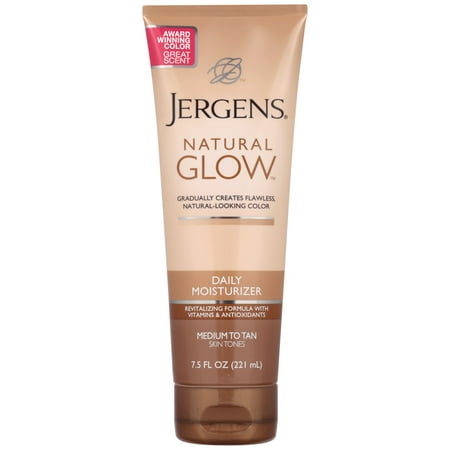 Jergens Natural Glow Daily Moisturizer, Medium to Tan Skin Tones, 7.5 (Best Tanning Cream For Sunbeds)