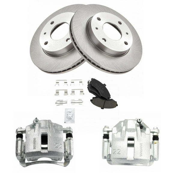 TRQ Front Brake Calipers Ceramic Pads Rotors Fits 2002-2005 Hyundai Elantra BKA19166