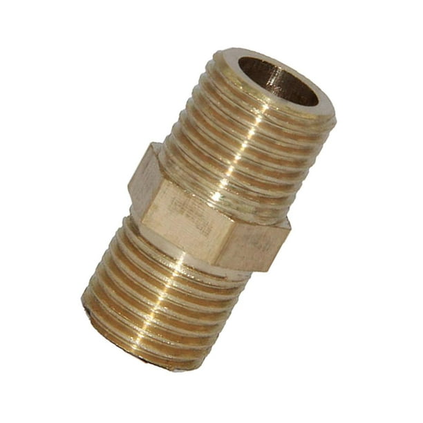 NPT Brass Tube Pipe Fittings Double-Headed Wire Connector Adapter Yellow 4  13X11mm 