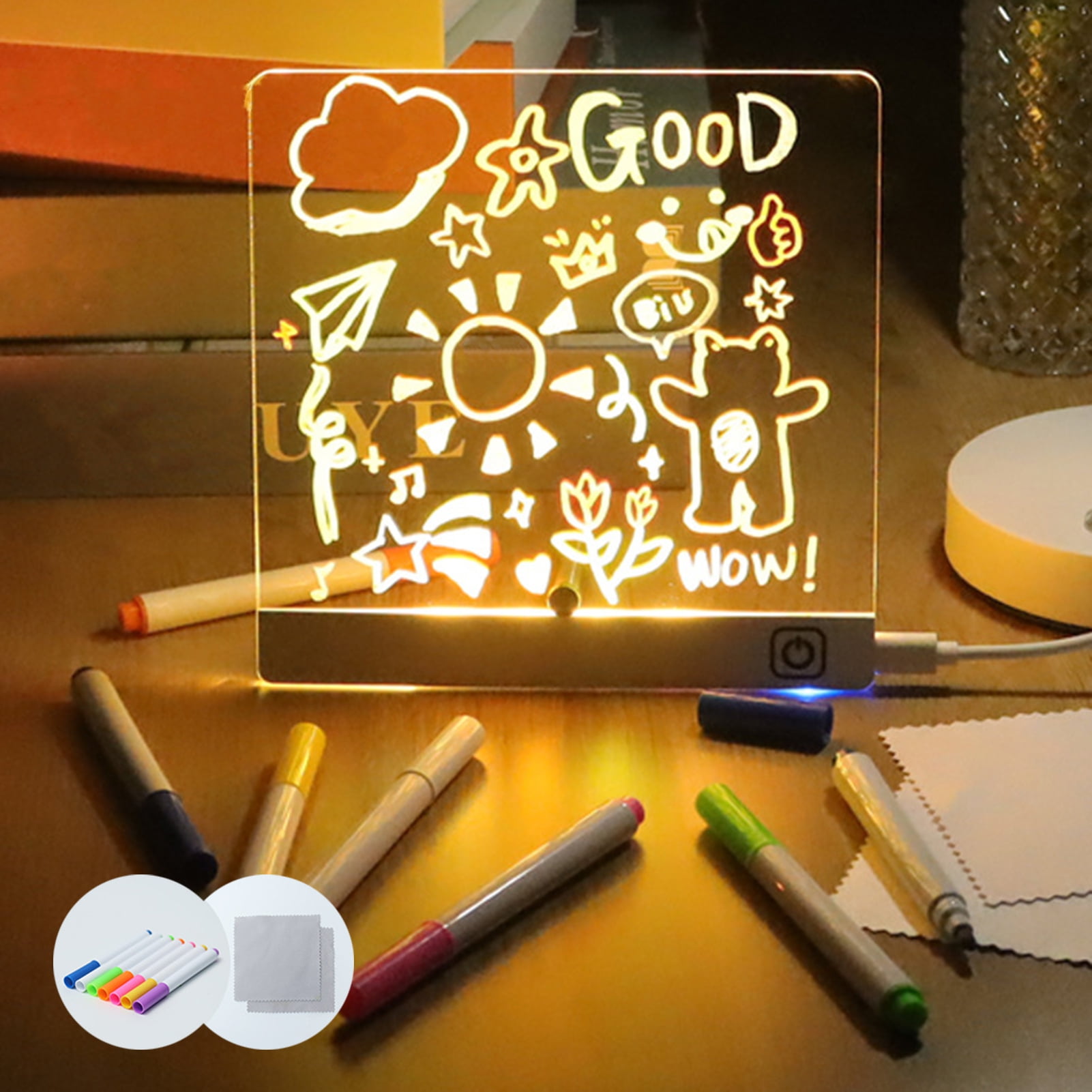 Sylvtty LED Note Board Rechargeable Acrylic Memo Pad Erasable Glowing Message Board To-do List Board Reusable Weekly Planner