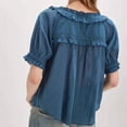 thumbnail image 5 of Gbsyewxs Womens Tops V Neck Short Sleeve Solid Color Lace Trim Soft Summer T Shirts For Women Blue, 5 of 5