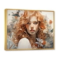 thumbnail image 2 of Designart "Orange Grey Line Art delicate Portraits" Modern Floater Framed Canvas Art Print, 2 of 7